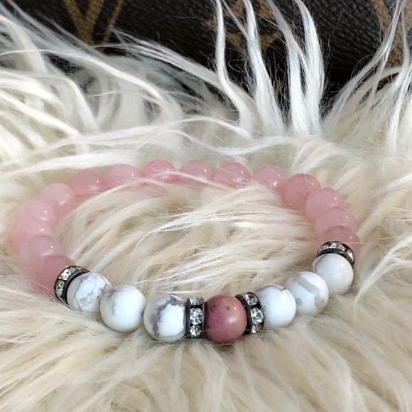 💗 Rose quartz with white howlite natural stones - Picture 5 of 17